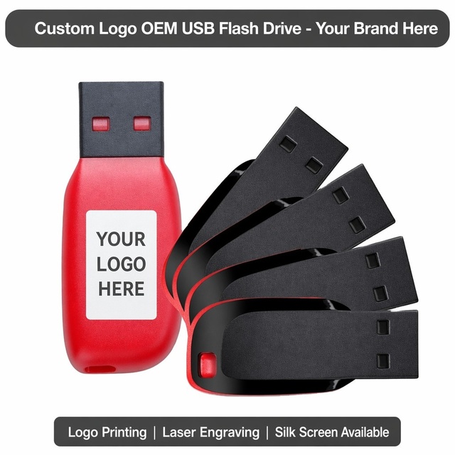 Custom Logo OEM USB Flash Drive 2.0 Mini Pen Drive 16GB 32GB 64GB 128GB Bulk Wholesale Plastic Memory Stick Pendrive