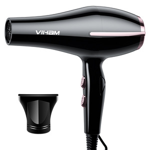 Sèche-cheveux Viham 220V avec moteur DC, ions négatifs, air chaud et froid, buse unique, noir - Product Image 1