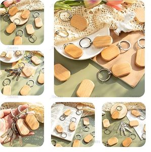 Unfinished Keychain <b>Blanks</b> for Engraving Wood Engraving <b>Blanks</b> Chain DIY Wood Keychain Unfinished Wooden Ring <b>Key</b> TagS - Product Image 6