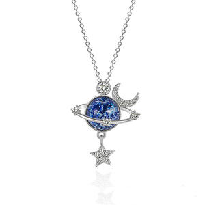 Light Luxury Star Moon Zircon Space Star Universe Planet Pendant <b>Choker</b> Necklace for Daughter - Product Image 1
