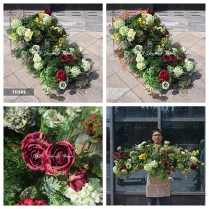 Customize High Quality Artificial <b>Red</b> green Flower <b>Runner</b> for Wedding table Decoration - Product Image 2