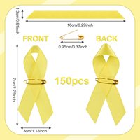 Broche en satin 100 % polyester OKAY avec ruban jaune et motif arc-en-ciel pour la sensibilisation au cancer de l'enfance et à la santé urinaire