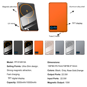 พาวเวอร์แบงค์แม่เหล็กบางเฉียบ ผลิตจากอลูมิเนียมอัลลอยด์ ความจุ 5000mah 10000mAh ชาร์จไร้สาย 3 in 1 สำหรับ <span class=keywords><strong>iPhone</strong></span> 18 17 <span class=keywords><strong>Pro</strong></span> <span class=keywords><strong>Max</strong></span> - Product Image 4