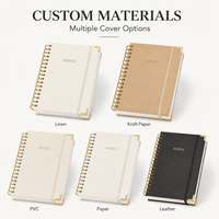 Carnet A4 Personnalisable en Papier Bambou avec Couverture PVC, Style Imprimé, à Spirale, en Papier Kraft, Fourni avec Stylo pour Mathématiques