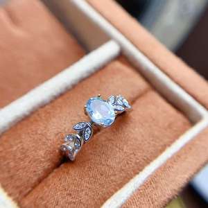 Kualitas tinggi 925 Sterling Silver janji Topaz alami perhiasan cincin batu permata untuk wanita - Product Image 2