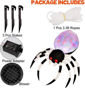 Halloween Inflatable Spider with Magic Light for Halloween Yard Decor Indoor Outdoor Yard Lawn Decorations, Black & White - Product Image 2