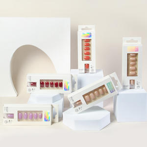 Chiodi finti di supporto adesivo all'ingrosso-24 pezzi eleganti punte per <span class=keywords><strong>unghie</strong></span> corte quadrate in colori puri, riutilizzabili e senza colla necessaria - Product Image 2