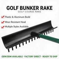 Râteau à sable de golf professionnel de type C à 17 dents avec manche en aluminium pour le lissage des sables des bunkers