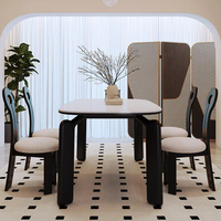 Ensemble table et chaise de salle à manger en forme de roche, de luxe, simple et moderne, petit meuble rectangulaire de salle à manger pour atelier