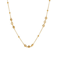 Collier délicat et élégant en acier inoxydable avec breloque ronde en zircon et perles espacées, bijoux haut de gamme TGXL15398