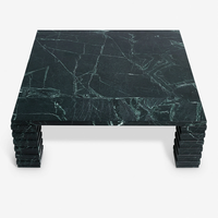 Table basse carrée sculpturale en marbre Dream Home, pieds empilés, pierre naturelle veinée verte, pour salon d'hôtel