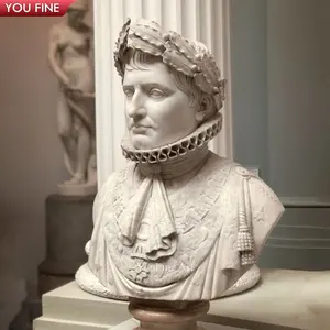 Busto de mármol blanco de tamaño real, piedra Natural personalizada, escultura de estatua de leon