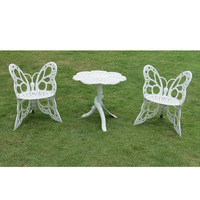 Chaise de loisirs MOJIA en fonte d'aluminium avec cadre papillon en métal blanc pour jardin extérieur, balcon, terrasse, salle à manger ou table basse