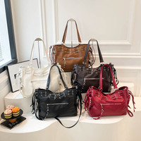Nouveau sac à main tendance de grande taille pour jeunes femmes - Couleur unie luxueuse, grande capacité, sac à bandoulière