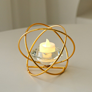 Crystal <b>Candle</b> Holder Geometric Iron Design Heat Resistant Home Decoration For Candlelight <b>Dinner</b> - Product Image 3