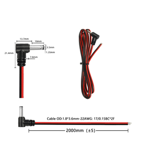 Dik Açılı Erkek Konnektör DC35135 Kırmızı Siyah Paralel Güç Kablosu 200cm 22AWG DC Uzatma Kablosu Şarj Kablosu - Product Image 3