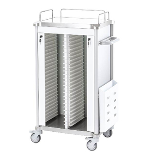 Carrello Porta Cartelle Paziente in Plastica a Doppia Fila RF-E17 con Porte Bloccabili Classe II per la Gestione dei Dossiers Medici Ospedalieri - Product Image 2