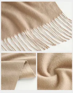 Custom LOGO Cashmere Winter Scarf Warm Soft Pashmina Neck Scarves Imitation Wool Shawl Blanket Ladies Plaid Tassel For Women