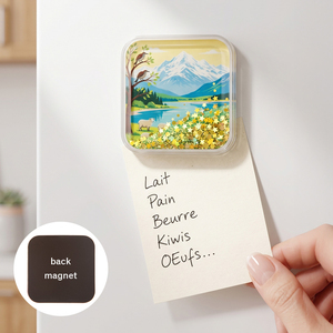 Aimant de réfrigérateur personnalisé avec logo, peinture à l'huile ciel océan, sable mouvant, aimant transparent en acrylique anti-fuite, aimant scintillant pour casier, cadeau - Product Image 2