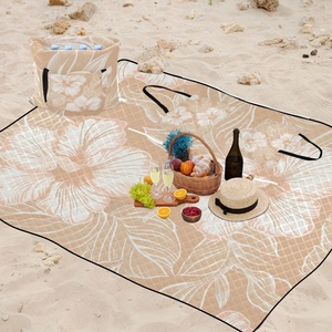 ผ้าห่มลายฮาวายสำหรับกิจกรรมกลางแจ้ง ผ้าปูชายหาดแบบพกพา กันน้ำ พับเก็บได้ มีซิป กระเป๋าหิ้วสำหรับช้อปปิ้ง ผ้าปูปิกนิก - Product Image 6