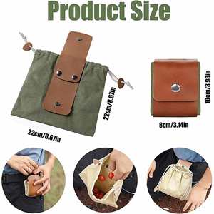 Bolsa de Lona Clásica Portátil con Estampado en Relieve para Cosecha de Hongos, Plegable para Exteriores, con Cordón y Correa de Cuero - Product Image 6