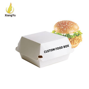 Boîtes à hamburgers carrées écologiques personnalisées avec impression de logo de marque en relief sur papier kraft de qualité alimentaire pour les chaînes de restauration rapide - Product Image 1