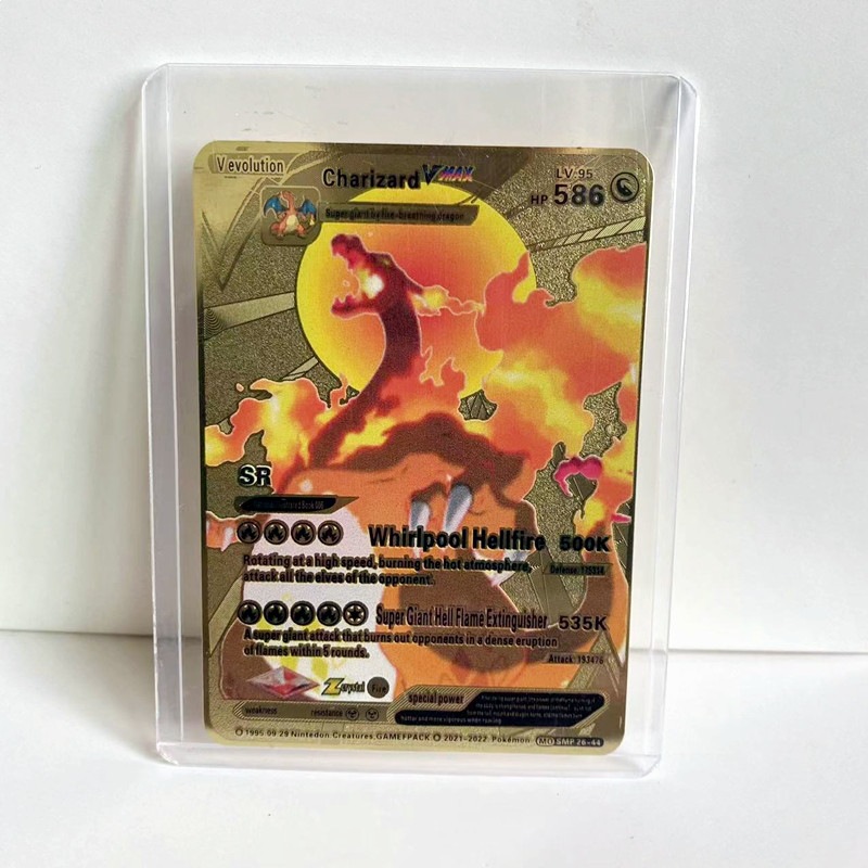 Dragon cracheur de feu-vmax-586-1 carte en métal 1 pochette pour carte