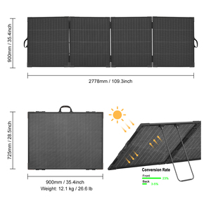 แผงโซลาร์เซลล์แบบพับได้สองหน้าประสิทธิภาพสูง 400W น้ำหนักเบา พร้อมขั้วต่อโซลาร์เซลล์แบบ DC และ XT60 สำหรับแผงโซลาร์เซลล์แบบพับได้ - Product Image 3