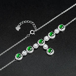 Pendentif en jade vert naturel, colliers de luxe, incrustation en argent S925, accessoires pour femmes, bijoux, certificat d'évaluation D169 - Product Image 5