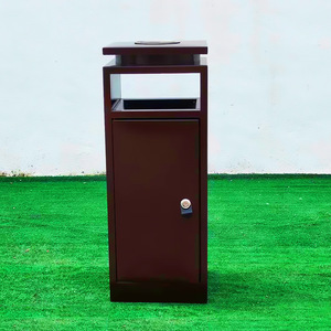 Outdoor scenic area shopping mall trash cans, single <b>bins</b>, park square litter <b>bins</b>, bronze-colored sanitation trash cans, - Product Image 3