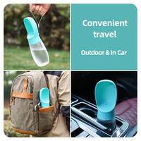 Distributeur de bouteilles d'eau pour chiens anti-fuite portable avec bol en plastique de qualité alimentaire pour animaux de compagnie