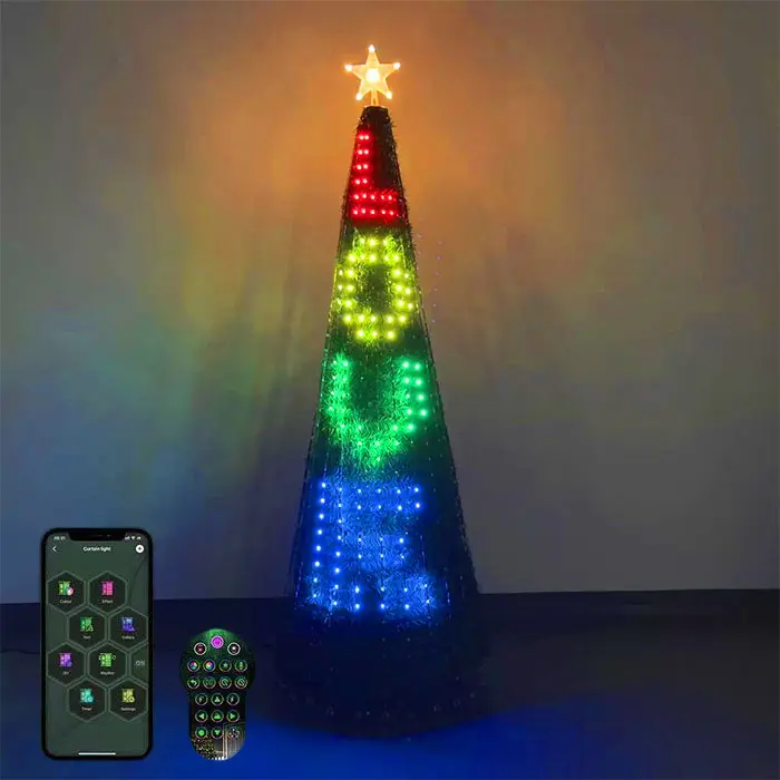 Holiday decoration RGB Remote control 3 D string light christmas tree glitter light
