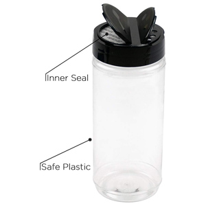 PET Empty Plastic 230-450ml Dishwasher Safe Eco-Friendly <b>Spice</b> Shaker Containers with Flapper Cap Pepper Salt <b>Jar</b> Set - Product Image 4