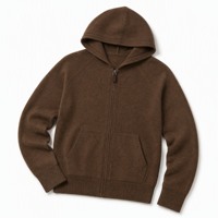 Ensemble de survêtement en cachemire marron pour femme, personnalisé ODM/OEM, avec sweat à capuche zippé et pantalon, vente en gros