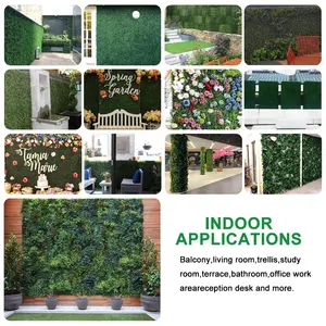 Panel dinding hijau buatan dekorasi tanaman pagar rumput dalam dan luar ruangan grosir 50x50cm