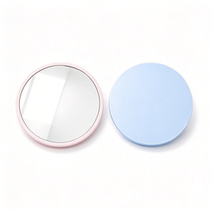 Espejo Cosmético de Bolsillo Portátil de 7 cm, Rosa Claro y Azul Claro con Logotipo Personalizado en la Parte Posterior - Product Image 3