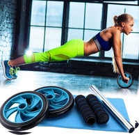 Rouleau Abdominal en Acier pour Entraînement de Renforcement Musculaire, Équipement d'Exercice Durable à Double Roues pour la Maison et la Salle de Sport