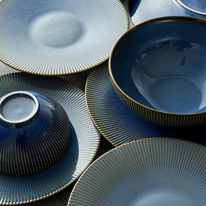 Bone China Nordic Wind Design Underglazed <b>Microwave</b> Dishwasher & Oven Safe Large Soup/Noodle Bowls & Plates <b>Set</b> Utensils Kit - Product Image 4