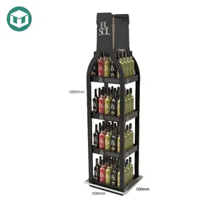 Chain Store Promotion Use Flooring Standing Metal Display for Wine Bottles