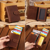 Dompet Kulit Sapi Asli Vintage untuk Pria, Organizer Kartu, Anti Maling, Dompet Kulit Full Grain Pendek