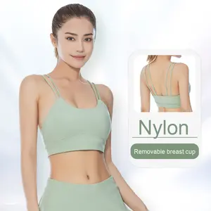 Soutien-gorge de sport Sensation nue en nylon de <span class=keywords><strong>belle</strong></span> conception de dos Collection de poitrine latérale antichoc froncée respirante et respectueuse de la peau pour - Product Image 1