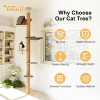 Arbre à gratter pour chat multi-niveaux, grand, solide, moderne, en bois, réglable, écologique, jusqu'au plafond, pour salon
