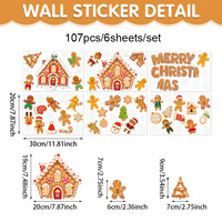 Autocollants de Noël pour fenêtre de maison en forme de maison de pain d'épices, en PVC résistant aux UV, imperméables, avec flocons de neige et figurines de bonhomme, décorations de Noël pour la maison, le réfrigérateur et les portes