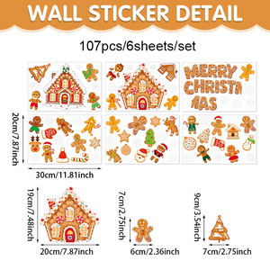 <span class=keywords><strong>Adesivi</strong></span> <span class=keywords><strong>per</strong></span> Finestre a Forma di Casa di Pan di Zenzero Natalizia, in PVC Resistente ai Raggi UV e Impermeabile, Decorazioni con Fiocchi di Neve e Babbo Natale <span class=keywords><strong>per</strong></span> Frigorifero e <span class=keywords><strong>Porte</strong></span> - Product Image 6