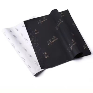 Black <b>Paper</b> Luxury Branded 17gsm Gold Foil Printed Clothes Personalized <b>Biodegradable</b> Tissue Wrapping <b>Paper</b> - Product Image 1