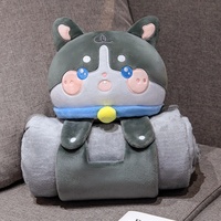 Oreiller en peluche long de dessin animé super doux 80*100cm couvertures en peluche 2 en 1 Capybara Panda lapin ours chien conceptions pour l'hiver