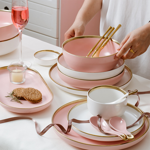 Trung Quốc Giá Rẻ Arcopal Món Ăn Bộ Đồ Ăn Sang Trọng Opal Nhà Bếp Gốm Matte Vàng Rim Hoàng Gia Sứ Bữa Tối Bộ - Product Image 3