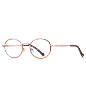 Gafas ópticas de marco redondo de moda de metal con luz antiazul Colores de marco negro y dorado opcionales - Product Image 4