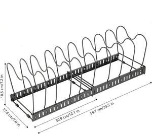 Organisateur de casseroles extensible pour <span class=keywords><strong>placard</strong></span> avec 8/10 compartiments, support pour couvercles de casseroles, organisateur de casseroles réglable, support pour planches à découper - Product Image 6