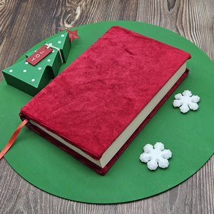 Funda Protectora de Tela Elástica Resistente Hecha a Mano de Pana Roja, Funda Lavable y Reutilizable para Cuaderno, <span class=keywords><strong>Biblia</strong></span>, Diario, Agenda - Product Image 1